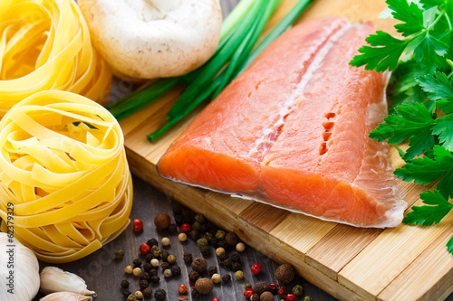 Photo: Ingredients for salmon pasta Ingredients for salmon pasta