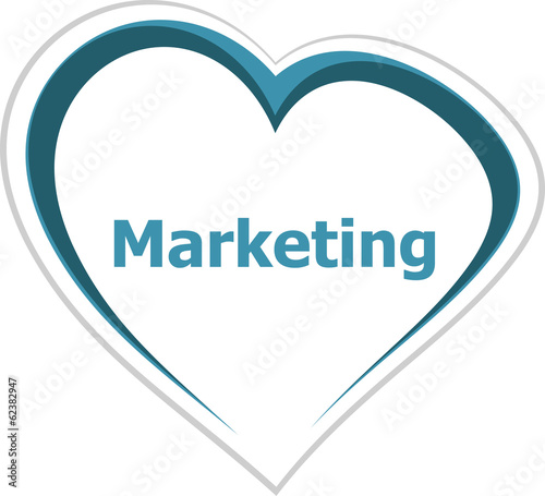 Illustration: marketing concept, marketing word on love heart marketing concept, marketing word on love heart