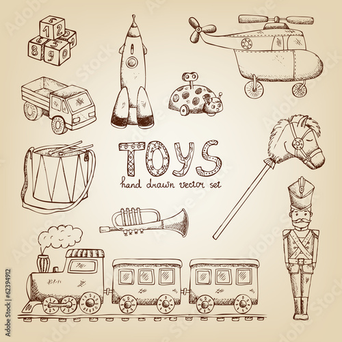 Vector: vintage hand drawn toys vintage hand drawn toys