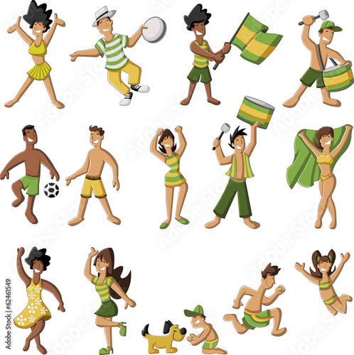 Vector: Group of cartoon brazilian people having fun Group of cartoon brazilian people having fun
