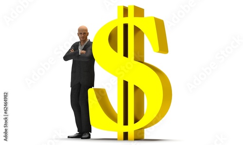 Illustration: Uomo d'affari con dollaro Uomo d'affari con dollaro