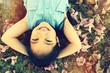 Little cute Asian child laying down on the flower Little cute Asian child laying down on the flower