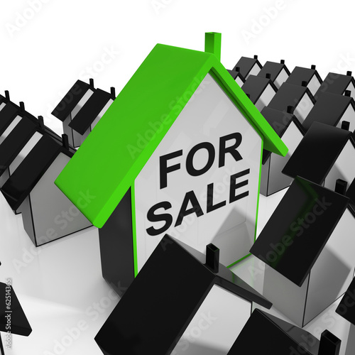 Illustration: For Sale House Means Real Estate On Market For Sale House Means Real Estate On Market