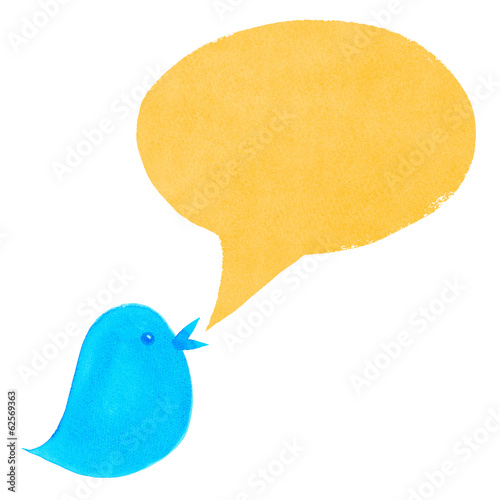 Illustration: Blue Bird with Yellow Speech Bubble Blue Bird with Yellow Speech Bubble