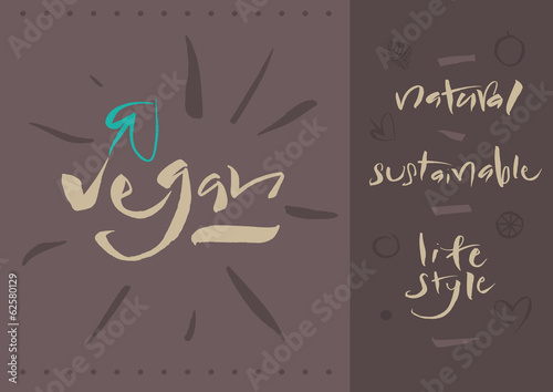 Vector: Vegetarian - Vegan - Calligraphy Vegetarian - Vegan - Calligraphy