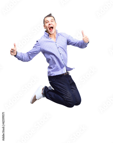 Photo: Handsome man jumping. Handsome man jumping.