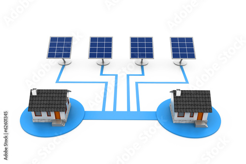 Illustration: solar panel electricity supply to house solar panel electricity supply to house