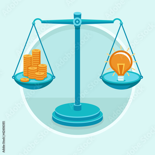 Vector: Idea is money - vector concept in flat style Idea is money - vector concept in flat style