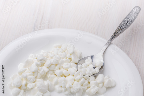 Photo: Curd,Cottage cheese on a plate Curd,Cottage cheese on a plate