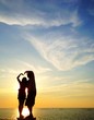 silhouette of lover make sign of love (heart) silhouette of lover make sign of love (heart)