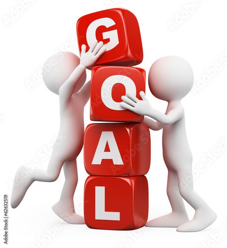Illustration: 3D white people. Goal concept 3D white people. Goal concept