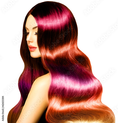 Photo: Beauty Model Girl with Long Healthy Colorful Wavy Hair Beauty Model Girl with Long Healthy Colorful Wavy Hair