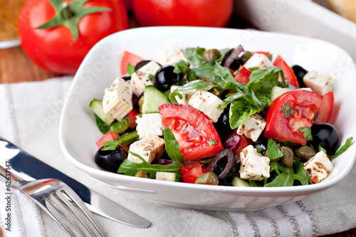 Photo: Greek vegetable salad with feta cheese Greek vegetable salad with feta cheese