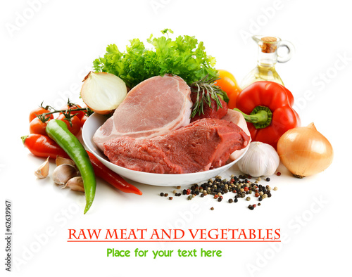 Photo: raw meat and vegetables raw meat and vegetables