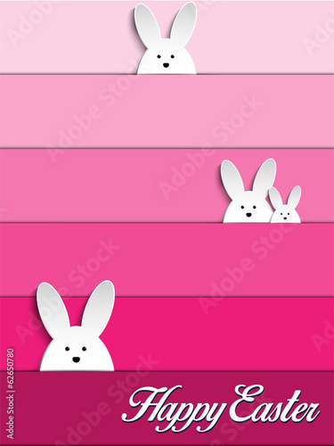 Vector: Happy Easter Rabbit Bunny on Pink Background Happy Easter Rabbit Bunny on Pink Background