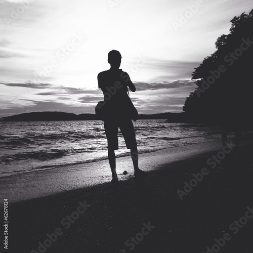 Instant Collection: silhouette of a man on the beach silhouette of a man on the beach