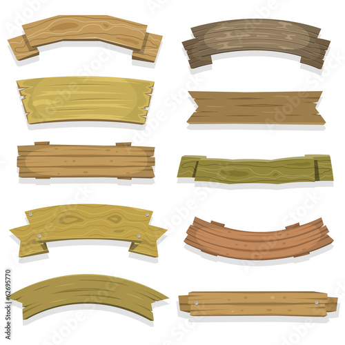 Vector: Cartoon Wood Banners And Ribbons Cartoon Wood Banners And Ribbons