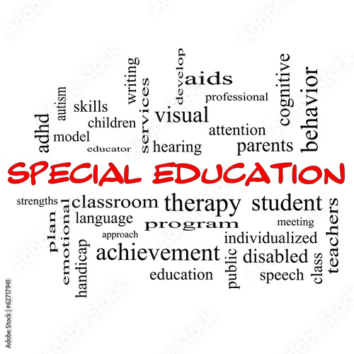 Illustration: Special Education Word Cloud Concept in red caps Special Education Word Cloud Concept in red caps