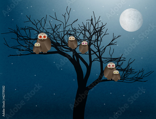 Vector: owls at night vector owls at night vector