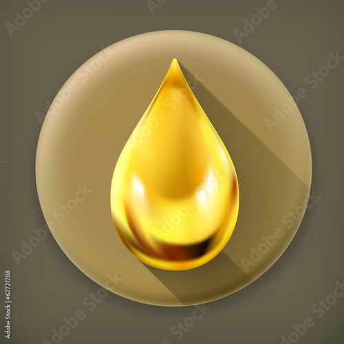 Vector: Oil drop, long shadow vector icon Oil drop, long shadow vector icon