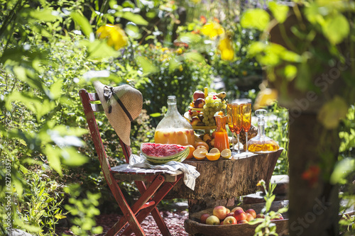 Photo: Österreich, Salzburg, Obst und Säfte im Garten Österreich, Salzburg, Obst und Säfte im Garten