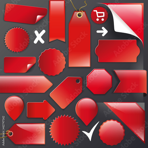 Vector: Vector Set red labels+Buttons+Ribbons Vector Set red labels+Buttons+Ribbons