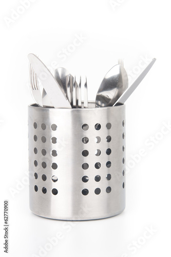 Photo: Cutlery holder isolated on white background Cutlery holder isolated on white background
