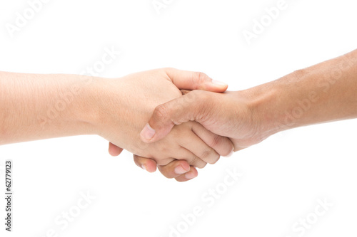 Photo: woman and man shacking hand woman and man shacking hand