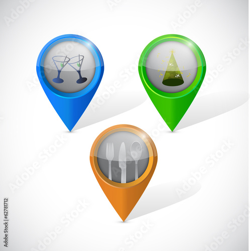 Illustration: restaurant, bars and party pointer illustration restaurant, bars and party pointer illustration
