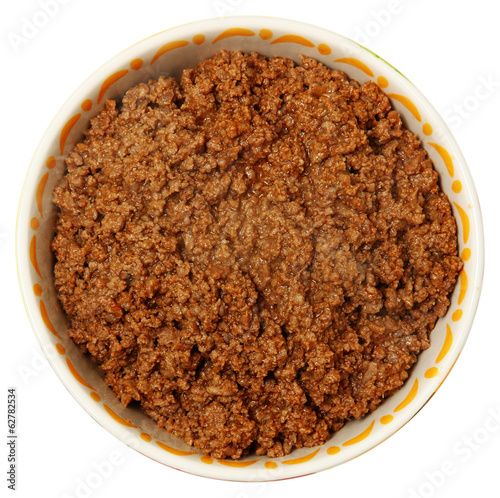 Photo: Bowl of Cooked Ground Beef Over White Bowl of Cooked Ground Beef Over White
