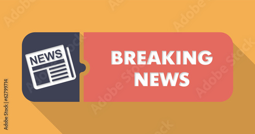 Illustration: Breaking News Concept on Orange in Flat Design. Breaking News Concept on Orange in Flat Design.