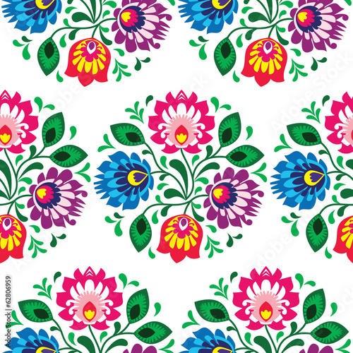  Seamless traditional floral pattern from Poland on white