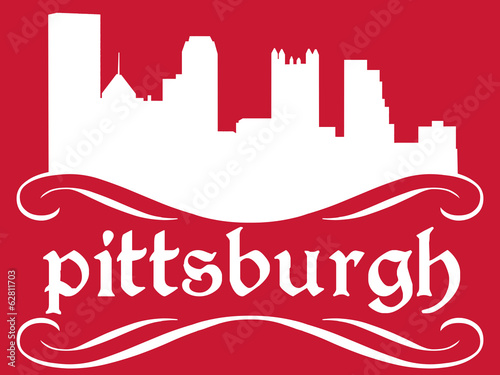 Illustration: Pittsburgh - name and city silhouette Pittsburgh - name and city silhouette