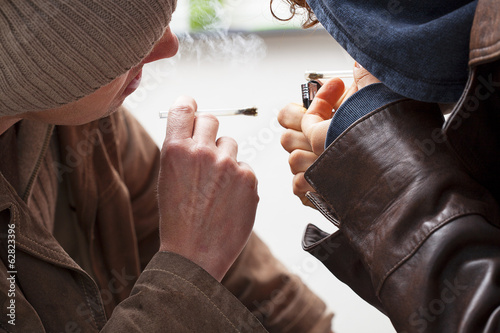 Photo: Two young smokers Two young smokers