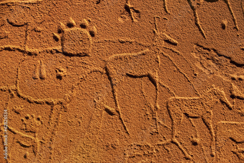 Photo: Rock art engravings at Twyfelfontein World Heritage Site at Uibasen Conservancy, Damaraland, Namibia Rock art engravings at Twyfelfontein World Heritage Site at Uibasen Conservancy, Damaraland, Namibia