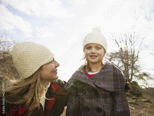 Photo: An Organic Farm in Winter in Cold Spring, New York State. A woman and child wrapped up against the cold weather. An Organic Farm in Winter in Cold Spring, New York State. A woman and child wrapped up against the cold weather.