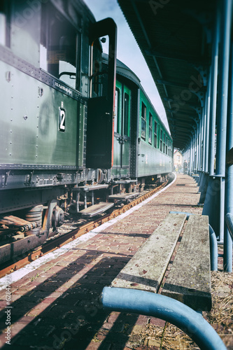 Photo: Steam train locomotive at station Steam train locomotive at station