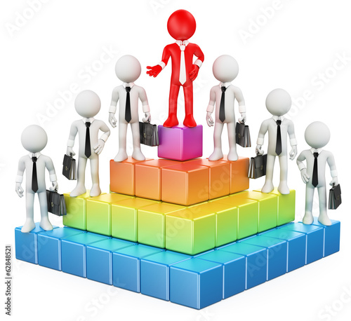 Illustration: 3D white people. Business hierarchy 3D white people. Business hierarchy