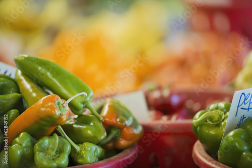 Photo: Organic Assorted Green Peppers on display Organic Assorted Green Peppers on display