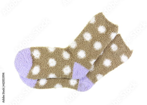 Photo: Warm Cozy Polka Dot Socks On White Warm Cozy Polka Dot Socks On White