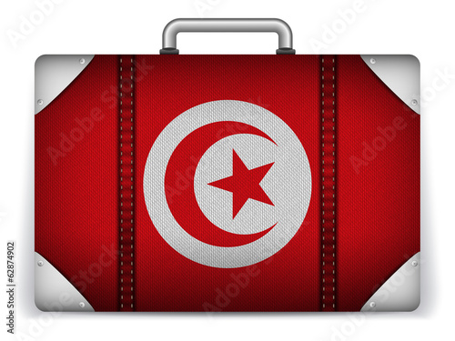 Vector: Tunisia Travel Luggage with Flag for Vacation Tunisia Travel Luggage with Flag for Vacation