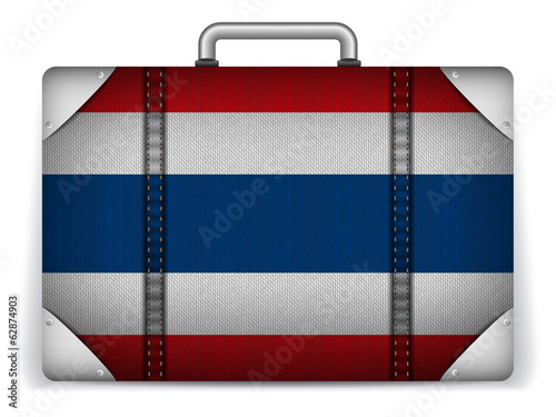 Vector: Thailand Travel Luggage with Flag for Vacation Thailand Travel Luggage with Flag for Vacation