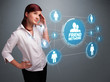 Attractive girl looking at modern social network Attractive girl looking at modern social network