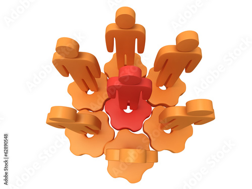 Illustration: Teamwork. Group of stylized people stand on gears. Teamwork. Group of stylized people stand on gears.