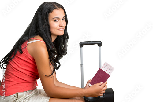 Photo: Woman waiting in an airport Woman waiting in an airport