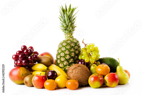 Photo: Fresh fruits isolated on a white . Set of different fresh fruits Fresh fruits isolated on a white . Set of different fresh fruits