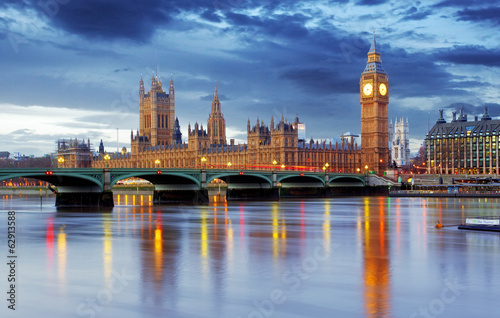 Fototapeta London - Big ben and houses of parliament, UK