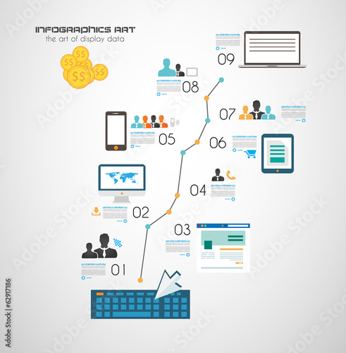 Vector: Infographics Timeline with mobile devices analysts designs Infographics Timeline with mobile devices analysts designs