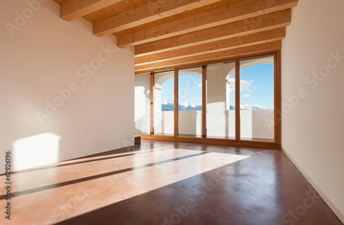 Photo: classic empty loft, interior, room with porch classic empty loft, interior, room with porch