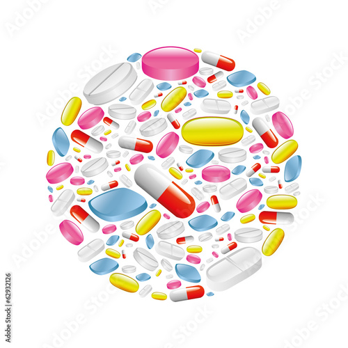 Vector: pills and capsule in circle pills and capsule in circle